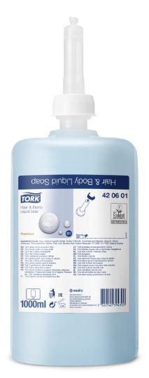 Mydło w płynie do włosów, ciała i rąk - TORK PREMIUM SOAP LIQUID HAIR&amp;BODY 1L #420601